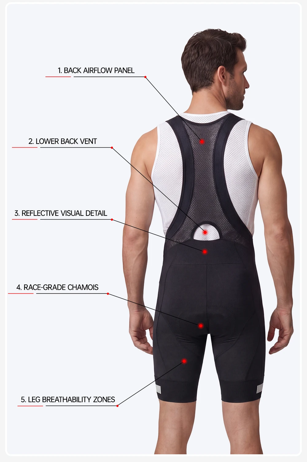 ZRSE Herren-Radhose mit Trägern, 7H, Italien, gepolstert, atmungsaktives Material, Herren-Fahrradbekleidung, MTB, Rennrad, Frühling, Sommer, bequem zum Radfahren. – Detail 5