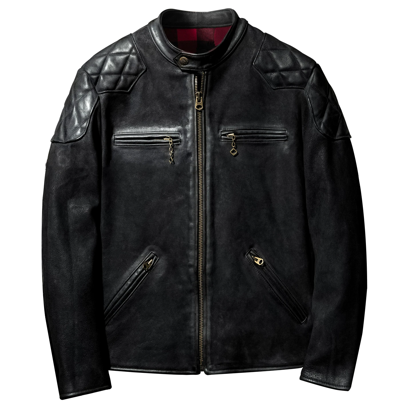 Black Autumn Leather Jacket Men Retro Style Plus Size 5XL Genuine Natural Thick Cowhide Stand Collar Sports Motorcycle Coat
