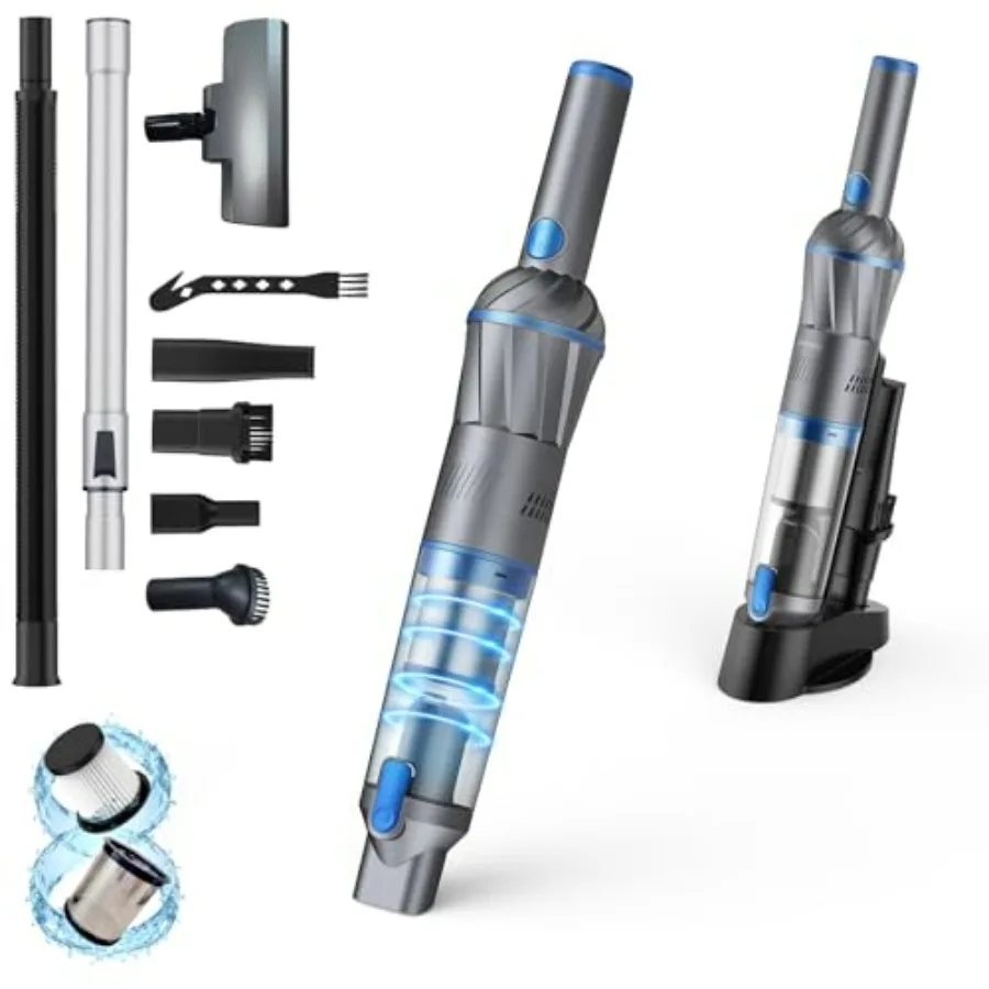 Stick Handheld Vacuum Cordless for Home Pet Hair Car Office, Lightweight Plastic Black with Powerful Suction, One-Touch Empty D
