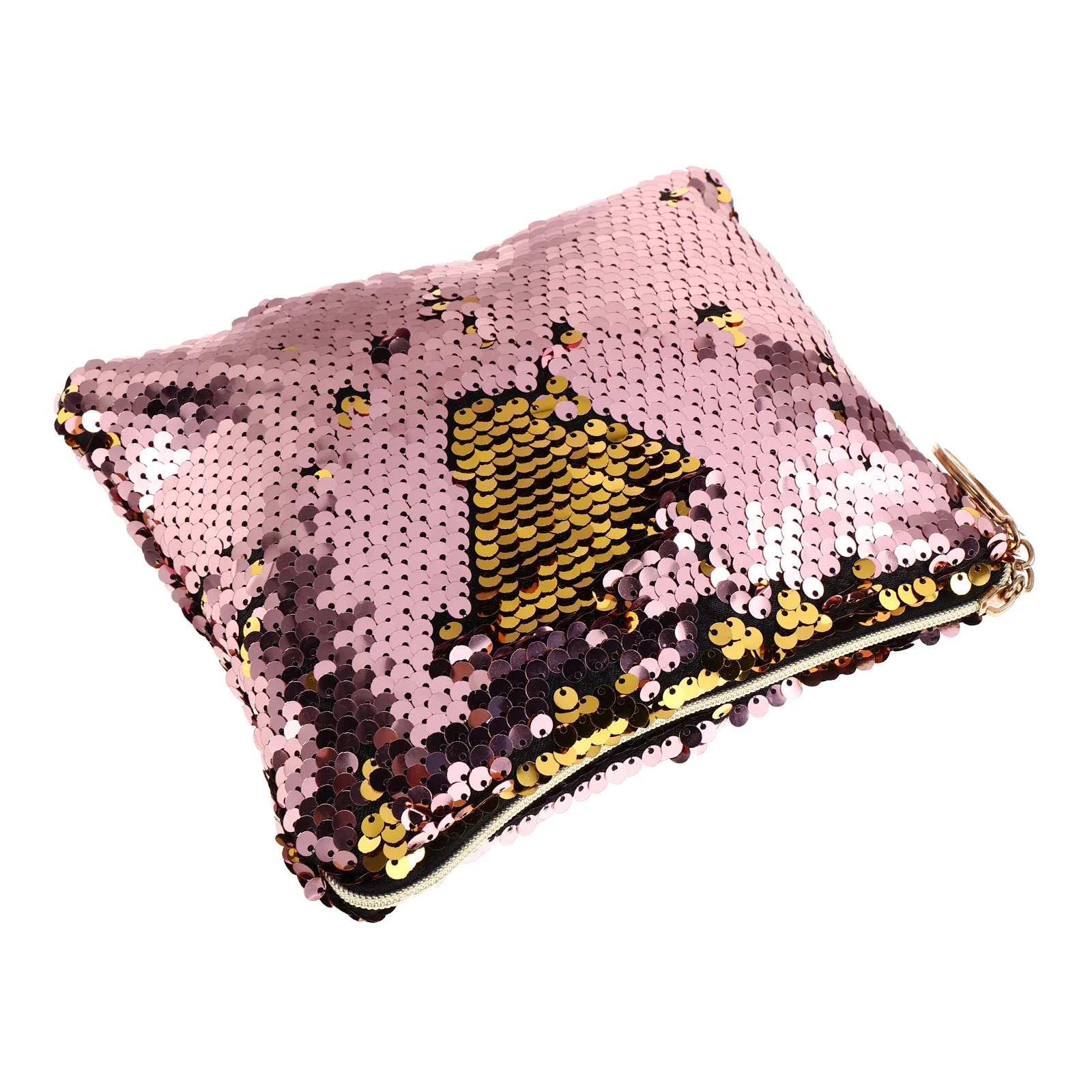 

Yellow Gold Mermaid Sequined Bag Pailletten Toiletry Pouch for Women Party Shopping Key Storage Durable