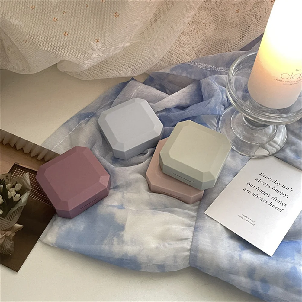 Portable Contact Lens Box Solid Color Small And Lightweight Solid Color Glasses Case Clothing Accessories Contact Lens Case