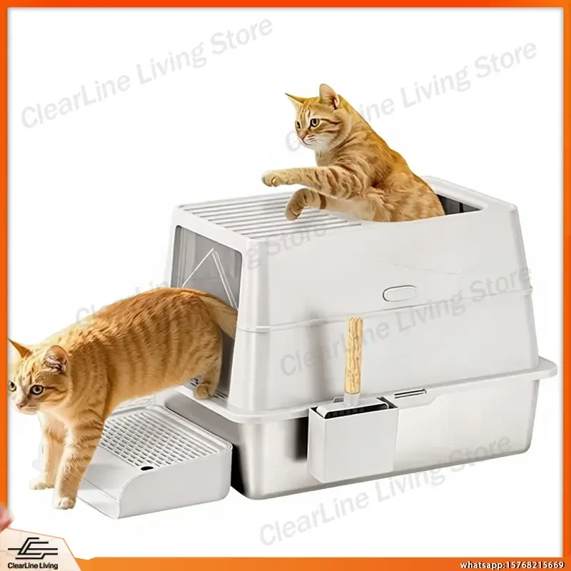 lettiera-per-gatti-chiusa-a-conchiglia-con-coperchio-rimovibile-design-silenzioso-facile-da-pulire-struttura-in-metallo-vassoio-in-plastica-per-gatti-domestici