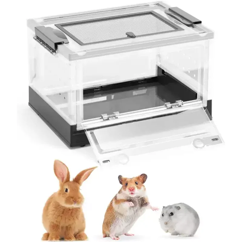 

Transparent Foldable Reptile Terrarium Hamster Cage Breeding Box Faunarium Critter Keeper for Bearded Dragon Lizard Spider Frog