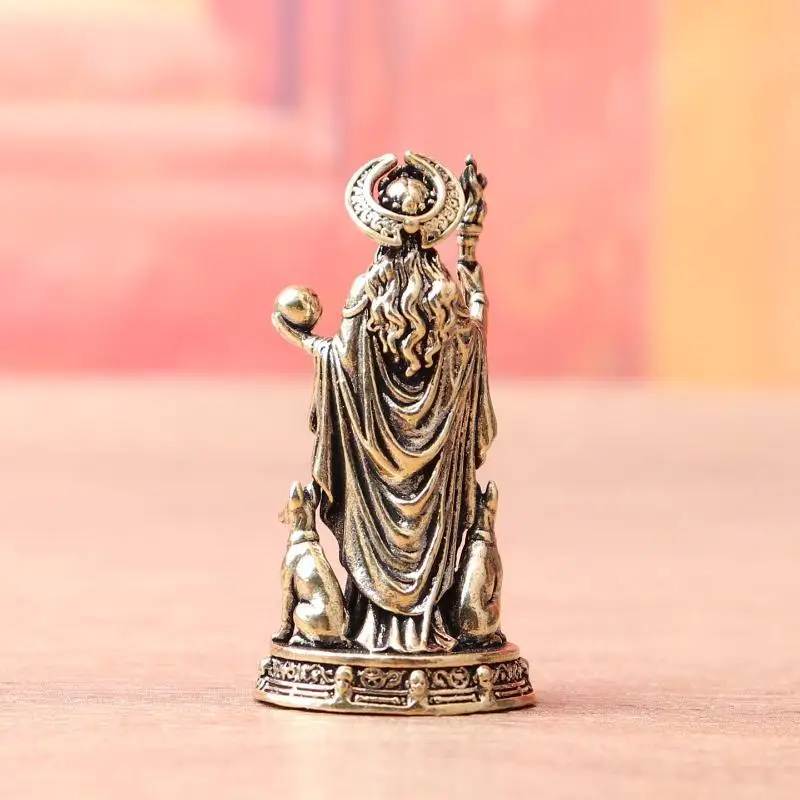 Brass Hariti Goddess Statue Kishimojin Figurine, Child Protection Copper Sculpture, Office Desktop Craft Ornament Gift