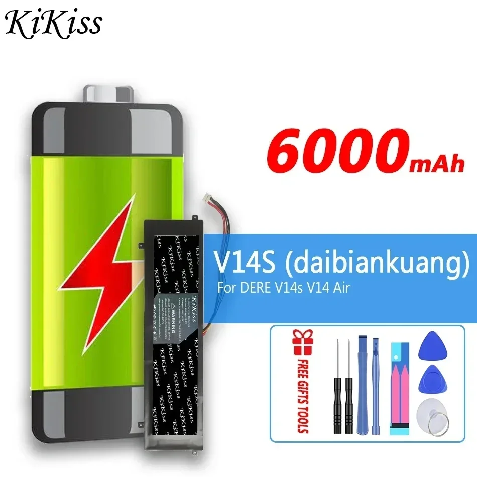 

6000mAh KiKiss Powerful Battery For DERE V14s V14 Air Notebook Laptop Bateria 10 PIN 8 Wire Plug