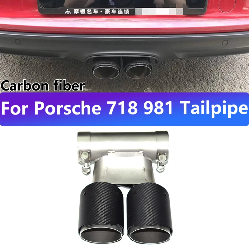 For 2008 to 2024 Porsche Karman 718 981 987 Boxer Exhaust Pipe UpgradeCarbon Fiber Black Muffler Tip Exhaust Tip Tailpipe