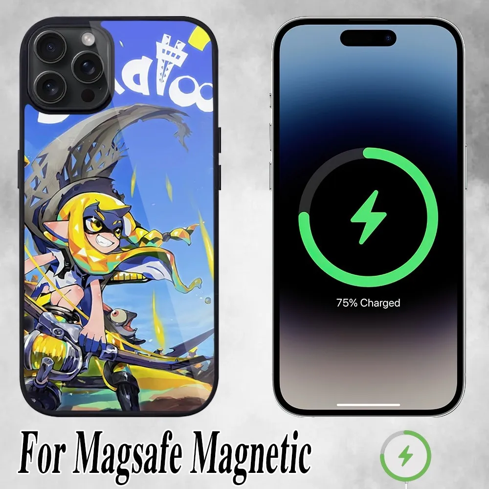 S-Splatoon Game Phone Case For iPhone 11 Mini 12 13 Max 14 Plus 15 Pro Magesafe Magnetic Shell