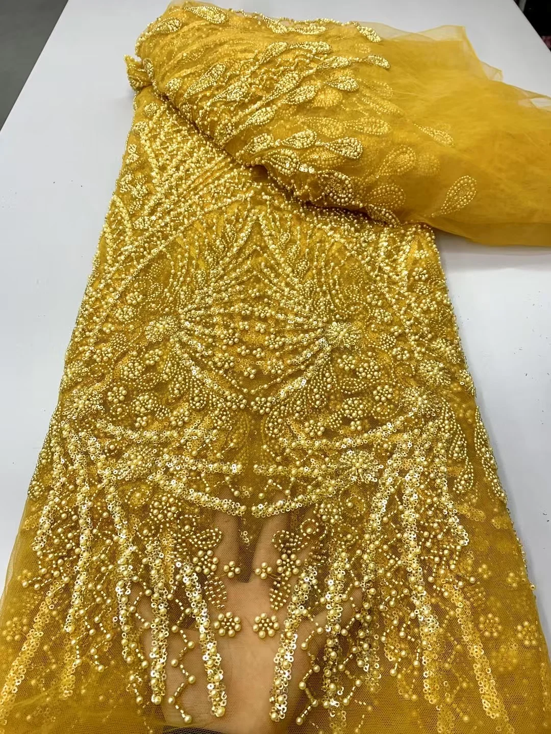 

Оптовая продажа, 2025 г., модная элегантная французская вышивка, сетчатая кружевная ткань с бисером, африканская нигерийская ткань с блестками для свадебного платья