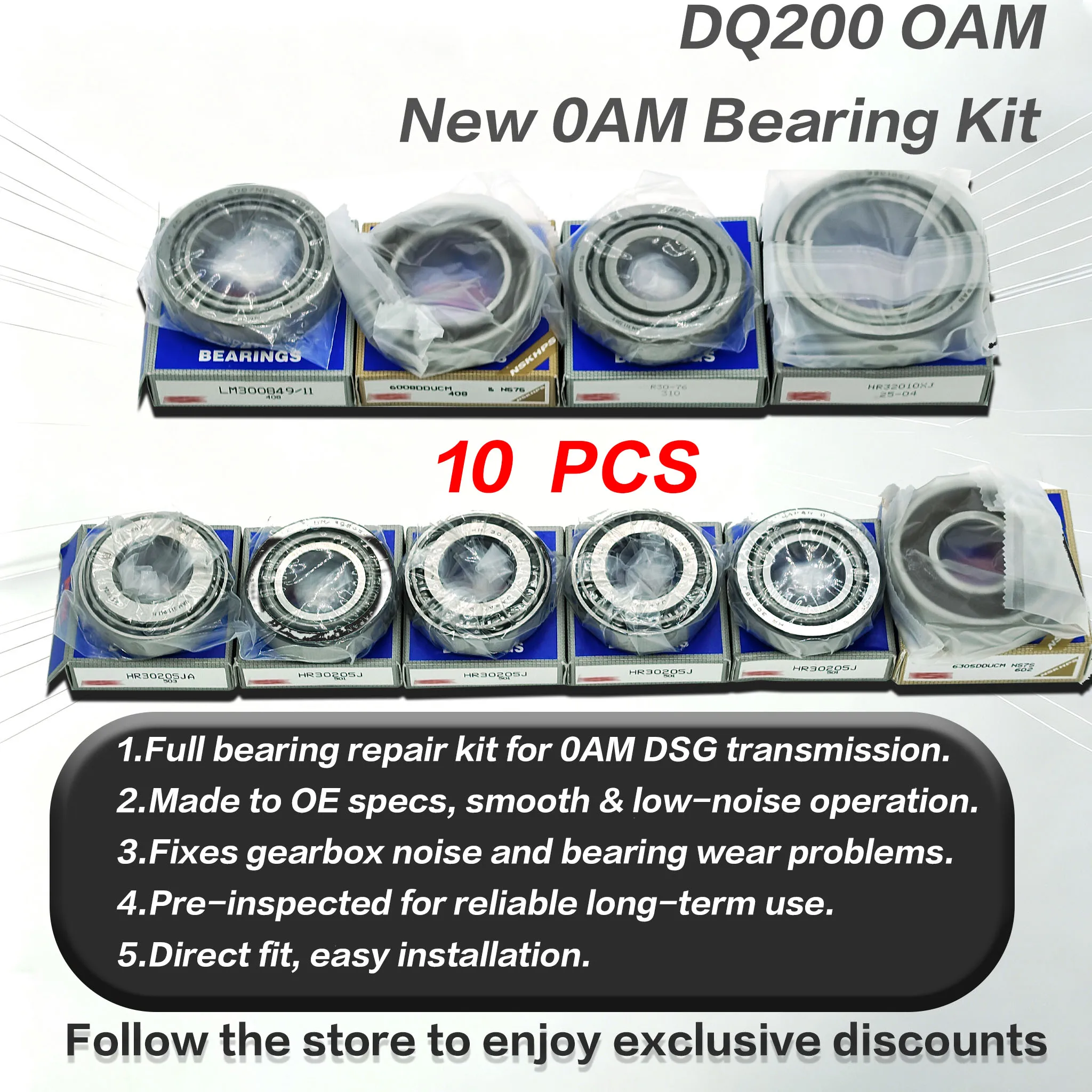 10PCS Band New Transmission DSG DQ200 OAM New 0AM Bearing Kit For VW AUDI SKODA