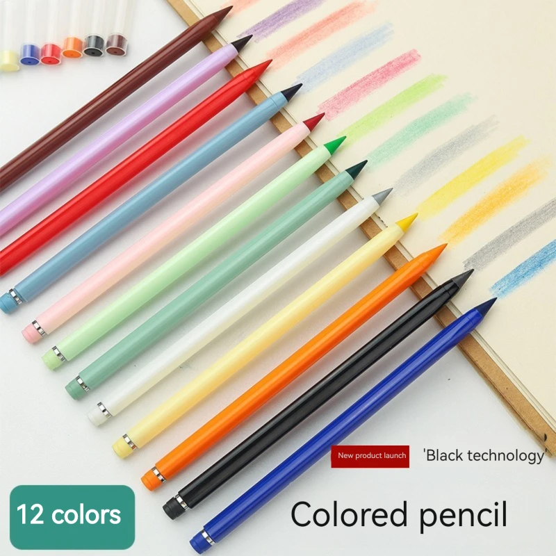 24/13pcs Unlimited Writing Color Pencil With refill set No Ink Novelty Eternal Pencils Pen Art Color Painting School Supplies