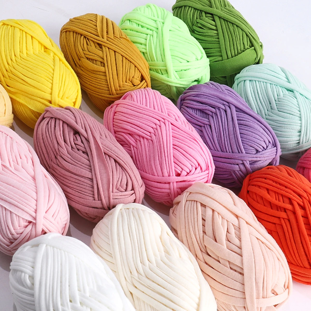 100 g 30 m hochelastischer Stofffaden, dick, selbstgemacht, zum Selbermachen, handgefertigt, gehäkelt, gestrickt, Aufbewahrungskorb, Häkelgarn, Materialpaket