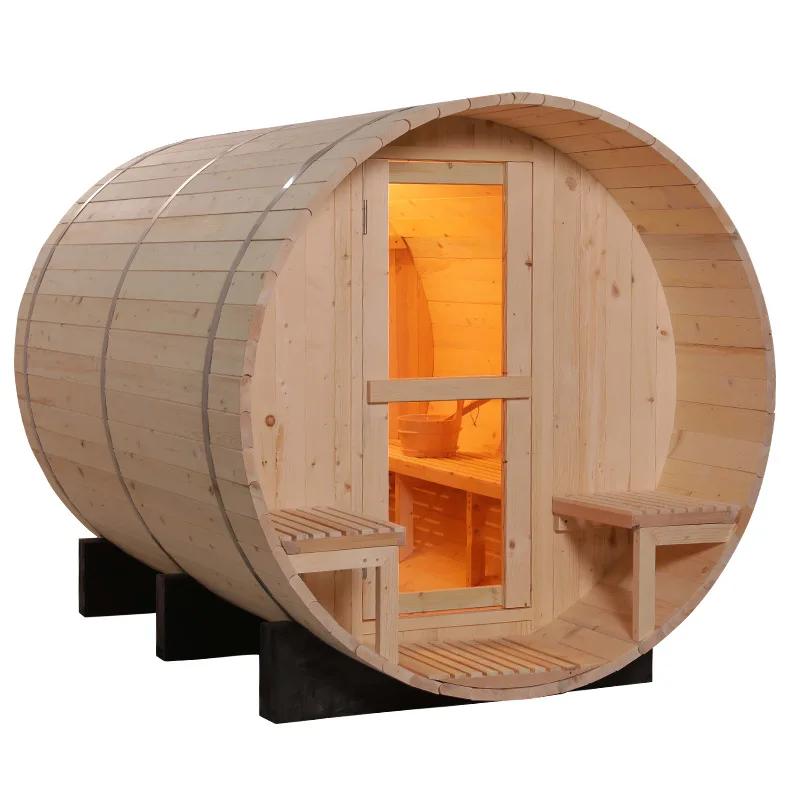 Smartmak Sauna Direct Manufacturer High Quality Transparent Red Cedar 1800 * 1800mm Barrel Sauna