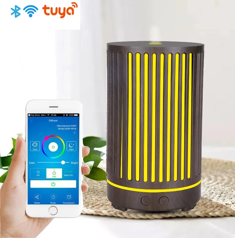 Tuya WiFi Smart Humidifier 200ml Essential Oil Aroma Diffuser Remote Control Air Cold Mist Purifier 7 Color Light For Home Offic