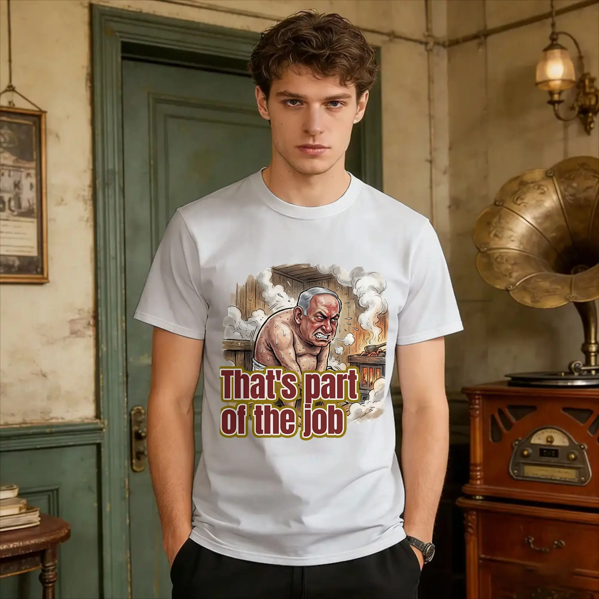 Oversized T-Shirt That'S Part Of The Job Benjamin Netanyahu Pure Cotton T-Shirts  Fashion Tee Shirt for Man Summer Tees