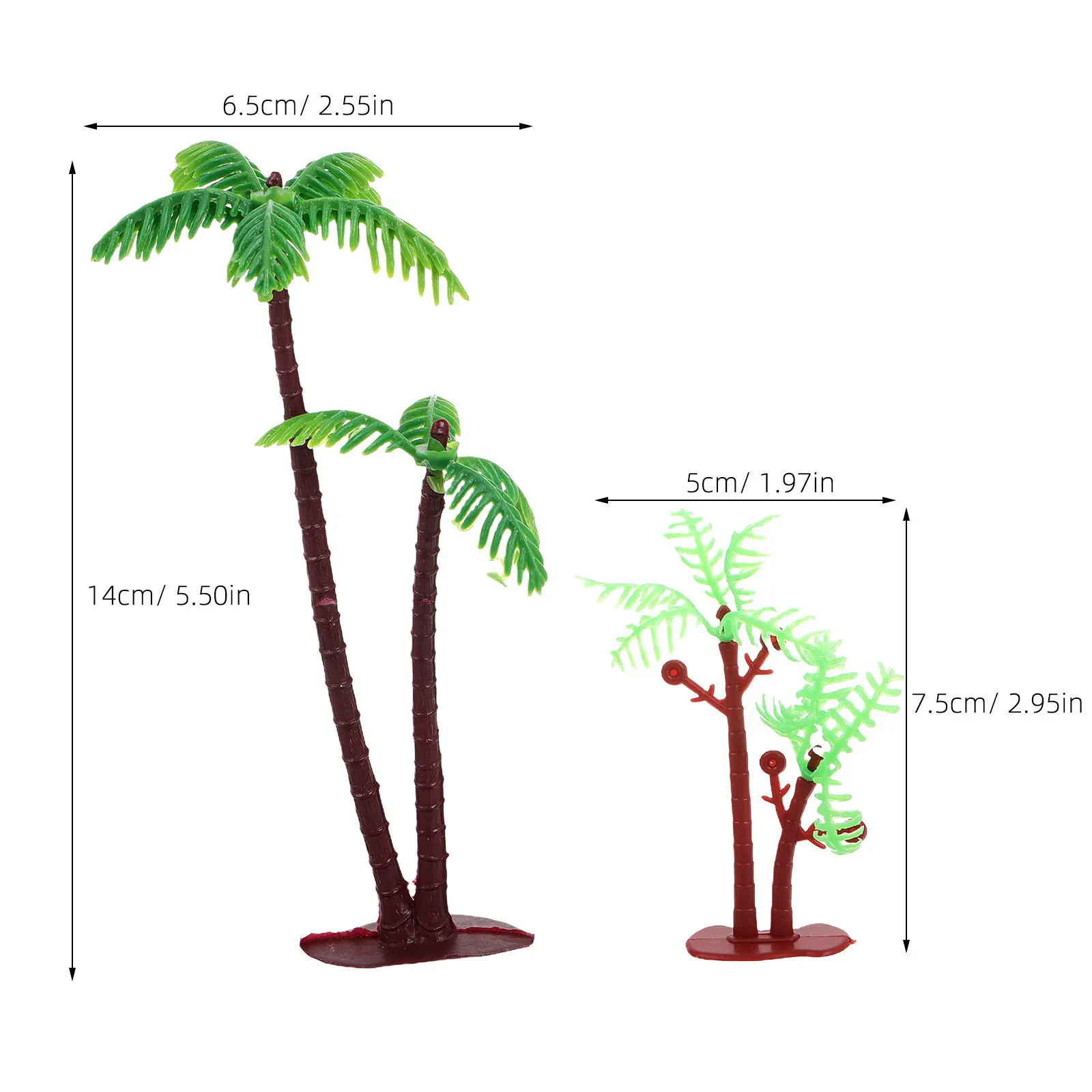 10Pcs 3D Coconut Tree Cake Toppers Plastic Beach Theme Party Decorations Hawaiian Cupcake Baking Insert Hawaiian Cupcake Topper