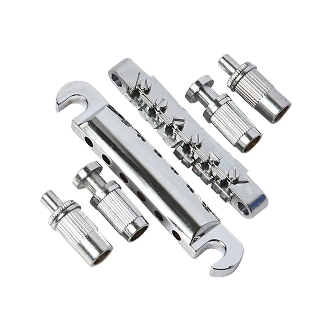 

6pcs Electric Guitar Bridge Tailpiece Locking Classical Adjustable Replacement Metal Durable Smooth Rollers Harmonics String