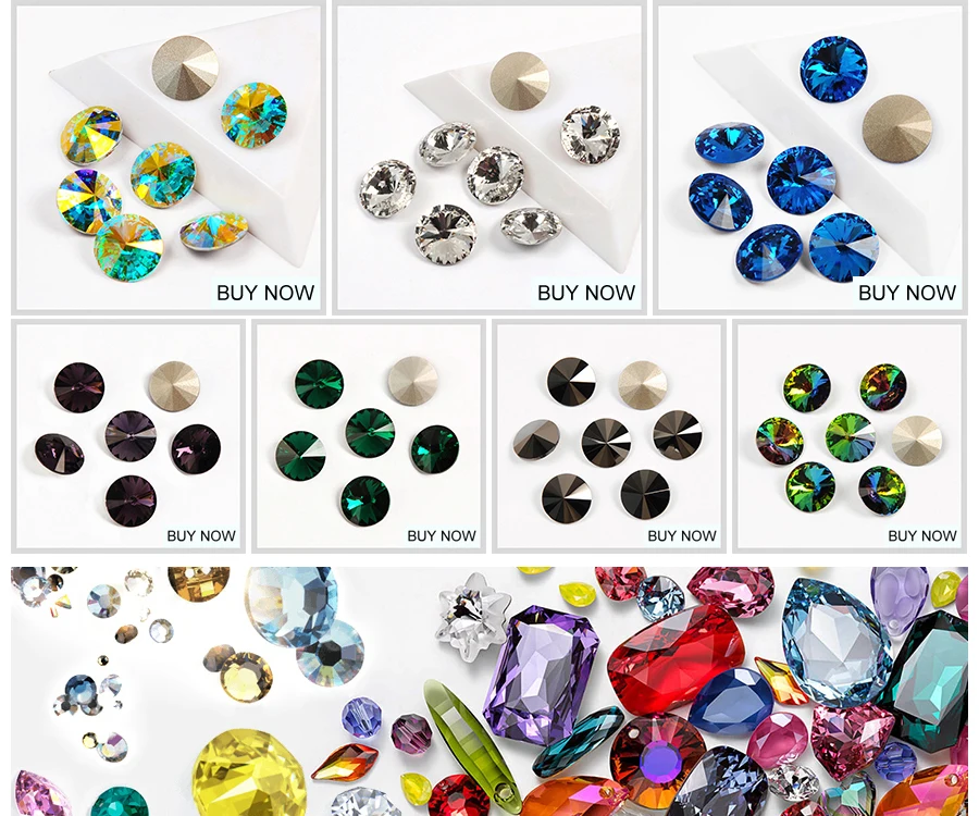 Hochwertige Rivoli-Form K9 Kristall-Strasssteine, Glitzer, Brillantschliff, spitzer Rücken, Strass für Schmuck, Kleider, Bastelarbeiten, Dekoration. – Detail 1