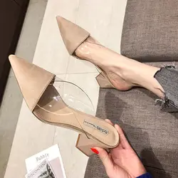 Women's Mules Shoes Transparent Sandals Novelties 2024 Clear Heels Transparent Elegant Slippers Woman Luxury Designer Chunky Hot