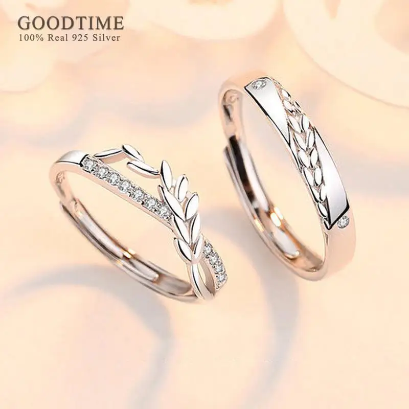 Fashion Couple Ring Pure 100% 925 Sterling Silver Rings Ear Of Wheat  Women Men Anniversary Wedding Jewelry Gift For Lovers