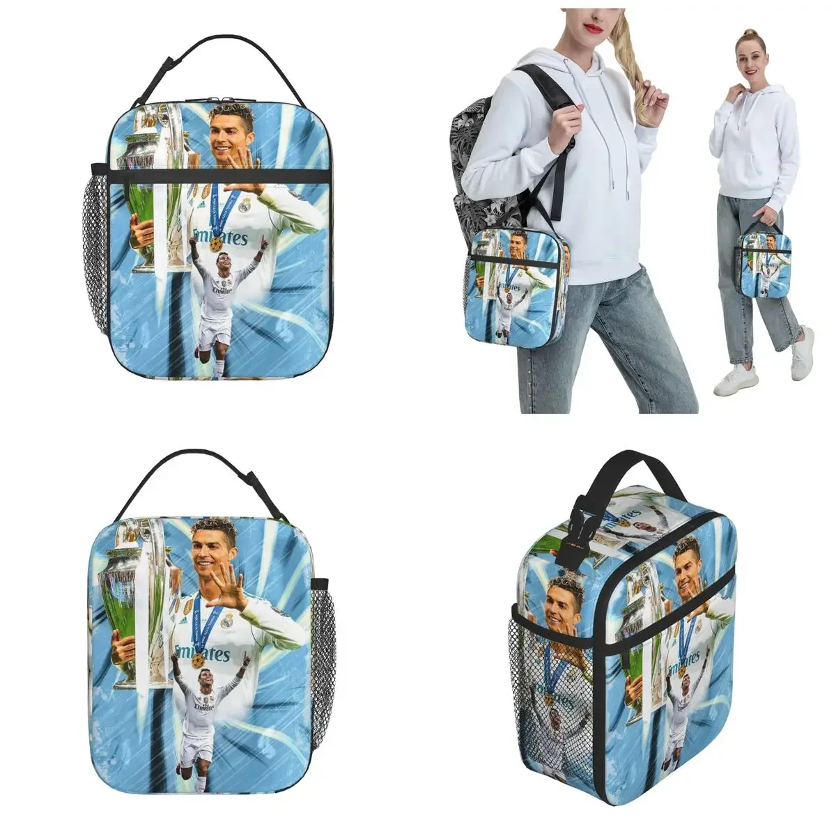 Cristiano Ronaldo Football CR7 Thermal Insulated Lunch Bag for Work Portable Food Bag Container Men Cooler Thermal Food Box