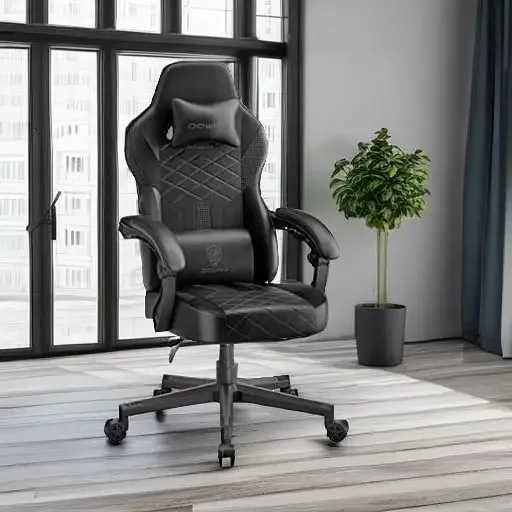 Gaming Chair with Pocket Spring Cushion, Ergonomic Computer Chair High Back, Reclining Game Chair Pu Leather