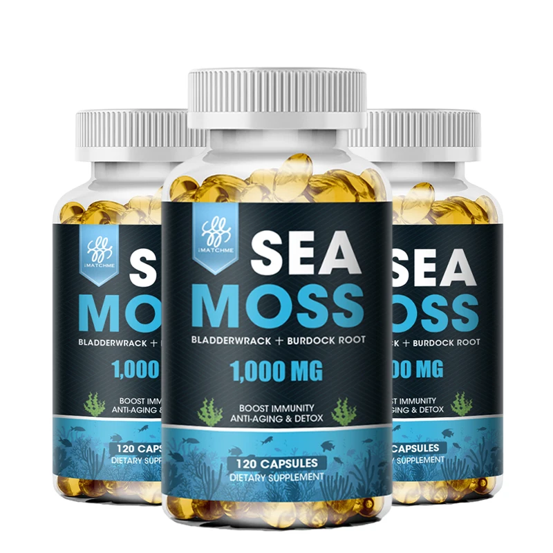 

Organic Sea Moss Capsule WIth Zinc Supports Thyroid Health Anti-aging Antioxidant Improve Immunity Detox Beauty Health