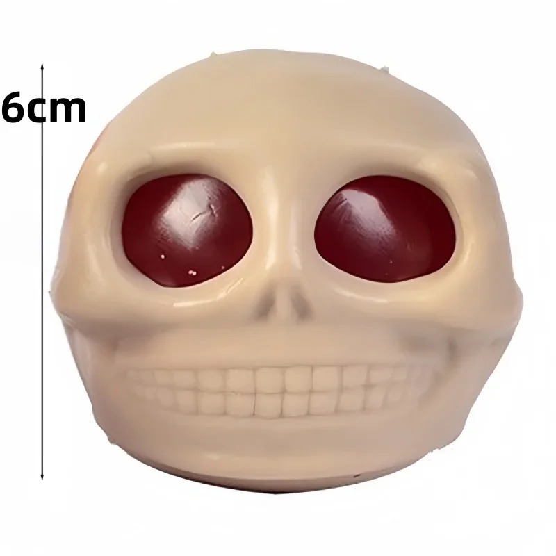 Balles anti-Stress crâne à presser pour Halloween, jouet de décompression avec sang et asticots, jouet de farces pour adultes et enfants