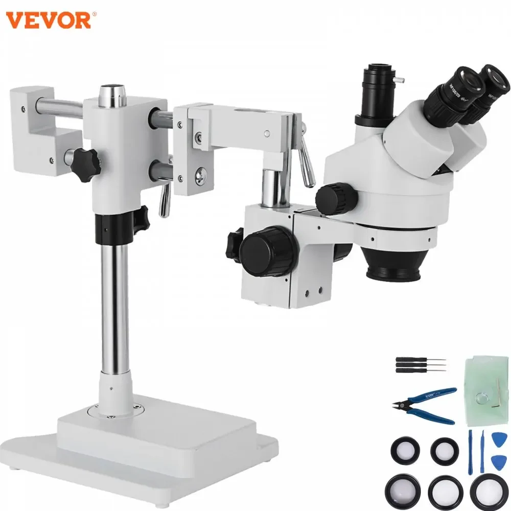 VEVOR 3.5X-90X Trinocular Stereo Digital Microscope 360°Swiveling Simul-Focal Support Camera Connection Lab Optical Instruments