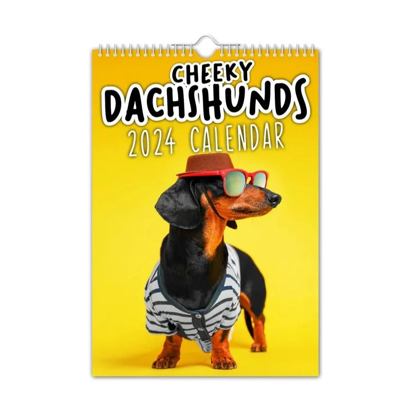 

Cheeky Dachshunds - 2024 настенный календарь, новогодние подарки, Подарочный настенный календарь, бумажный Настенный декор, расписание времени, настенный календарь на стену