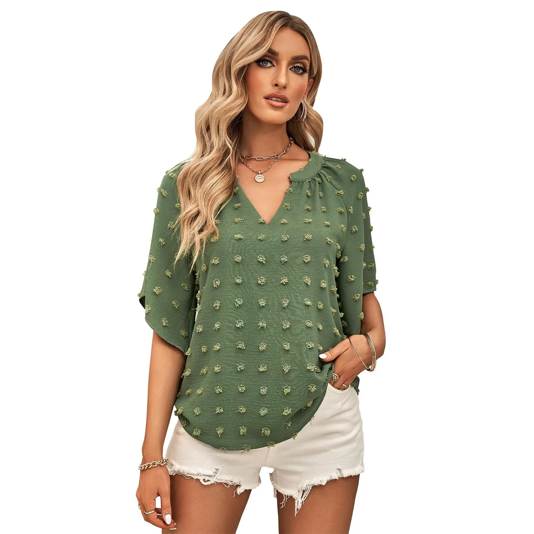 

Женский повседневный воротник с воротником-стойкой, свободный крой, полиэфирная ткань Five Sve, весенний сезон, недеформируемый цвет, irt