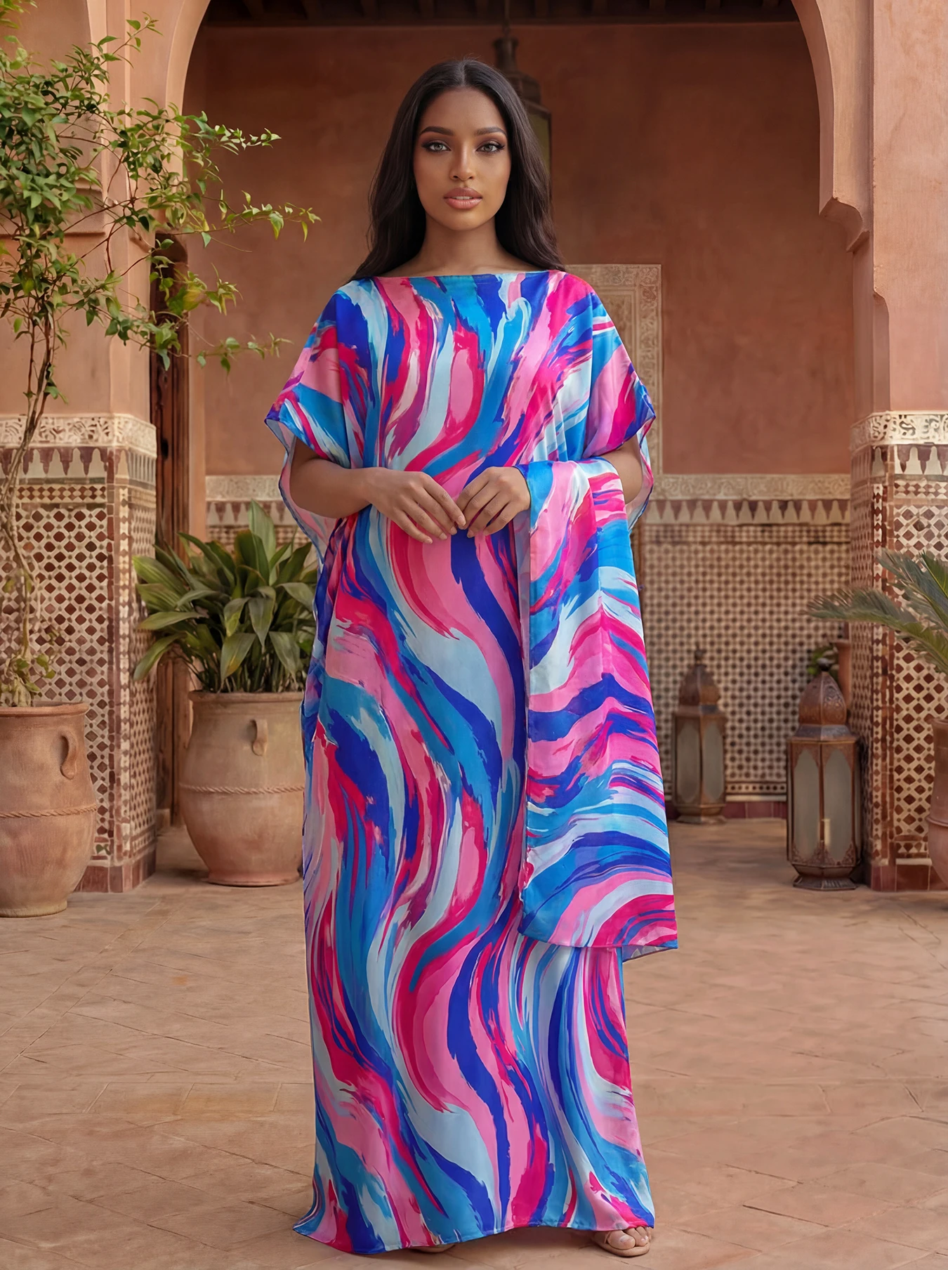 Kaftan Dresses for Women Plus Size Bathing Suit Cover up Vneck Batwing Dress Loose fit Moroccan Caftan mumu Shawl Scraf
