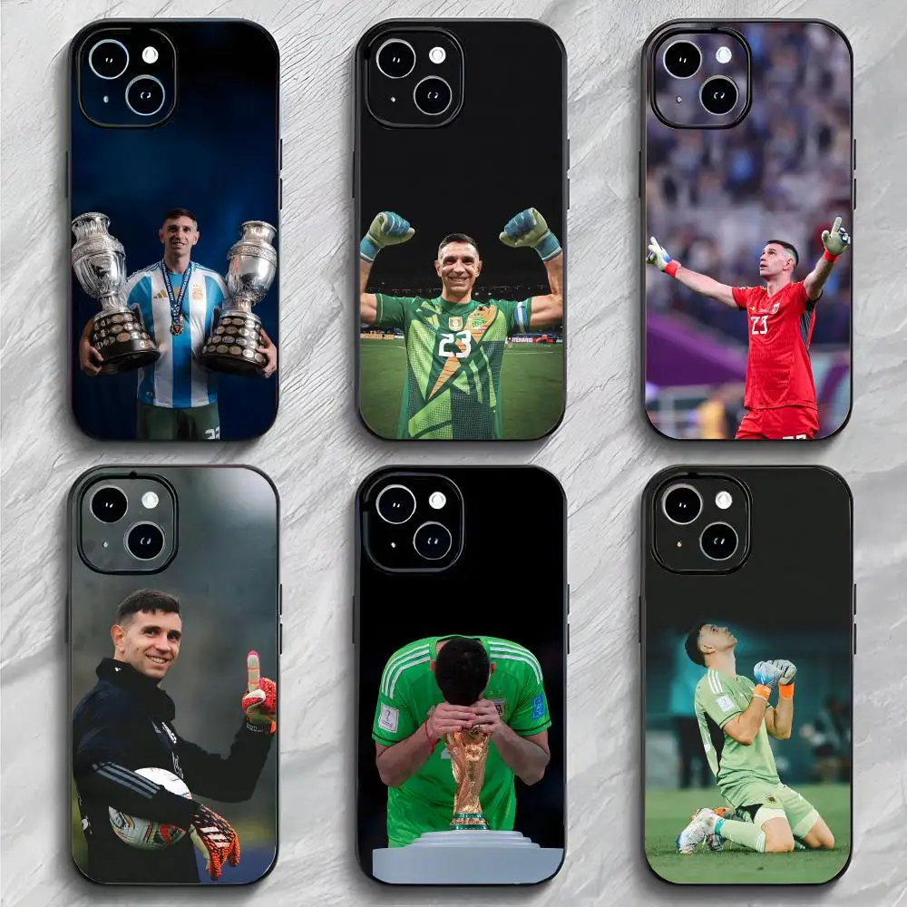 Funda para Teléfono E-Emiliano Martinez Negra Mate Delgada para iPhone 17 16 15 14 13 ProMax