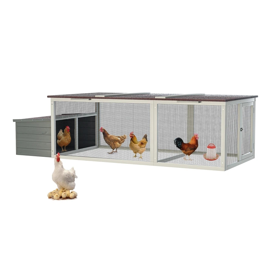 

20.93ft² Large Wooden Chicken Coop Outdoor Hen House with Nesting Box and Weatherproof Asphalt Roof Walk-in Poultry Cage with S