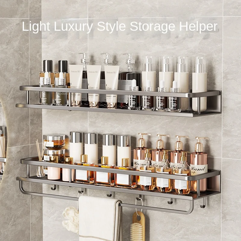 Hole-free seasoning stainless steel wall storage rack Light luxury kitchen multi-functional storage rack wall-mounted spice rack