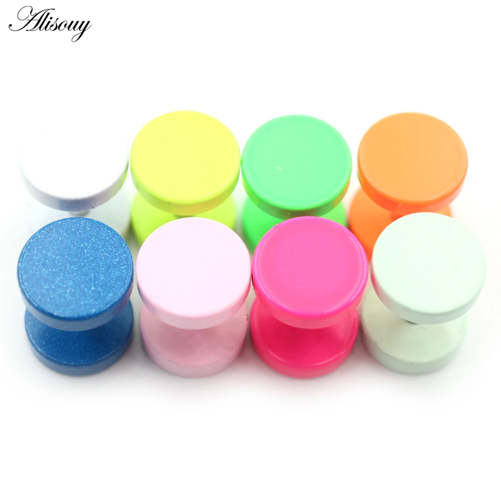 2PCS Baking Paint Candy Color Stainless Steel Unisex Men Woman Barbell Round Ear Stud Earring Tragus Helix Piercing Body Jewelry view 3