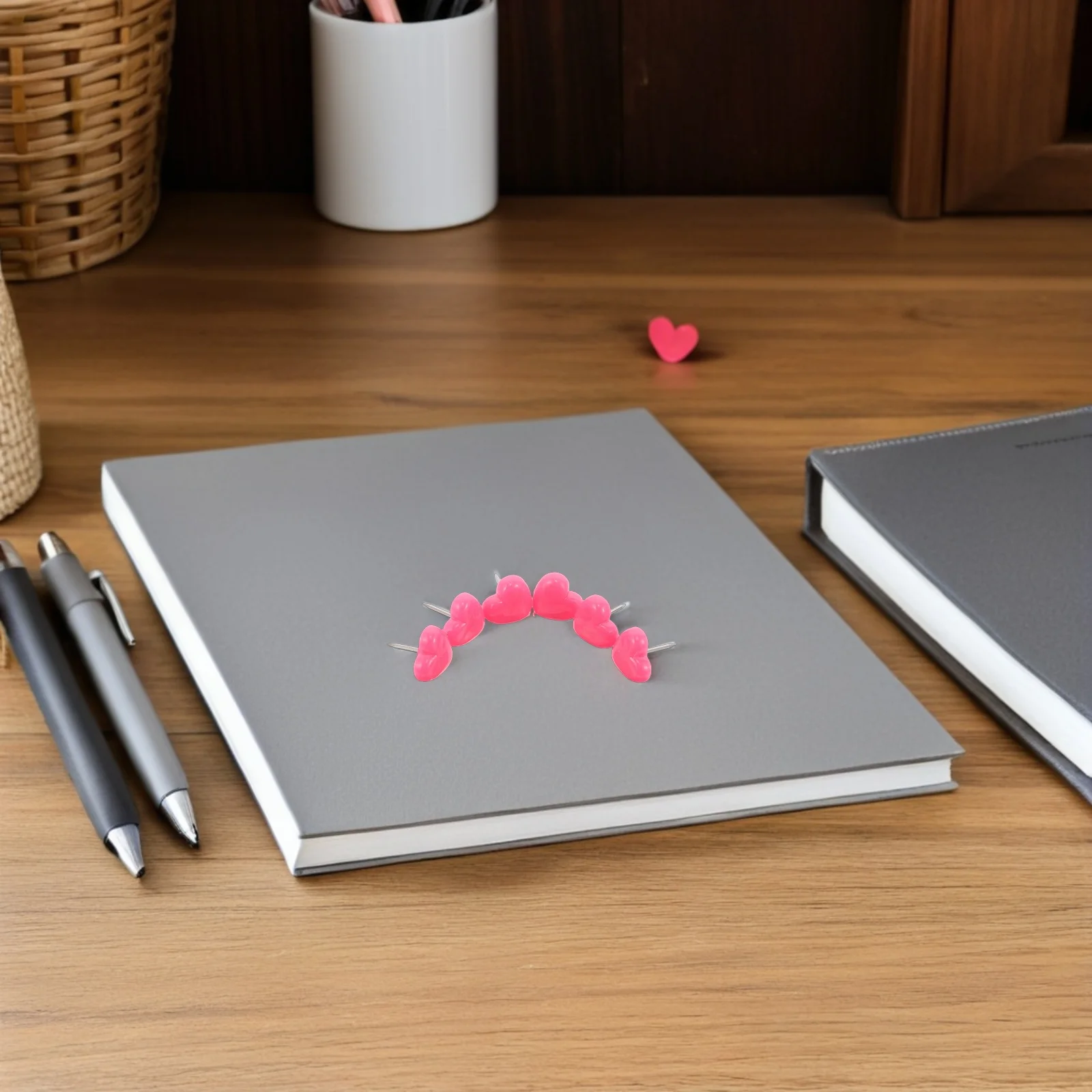 Chinchetas de corazón de 100 Uds., chinchetas en forma de corazón para tablero de corcho, tachuelas colgantes de imagen rosa, boletín de decoración del Día de San Valentín