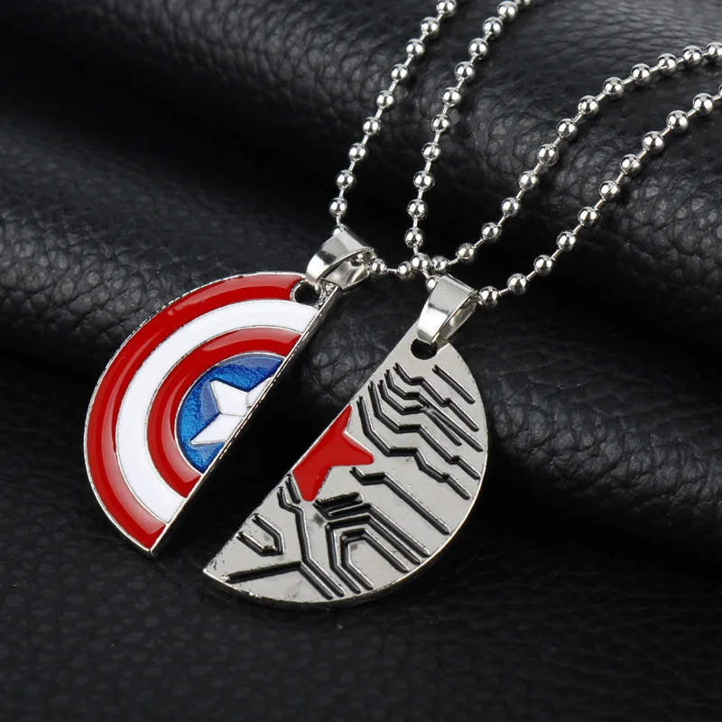 Marvel Captain America Shield Necklace Anime Men and Women High Beauty Alloy Pendant Couple Student Youth Fashion Trend Toy Gift