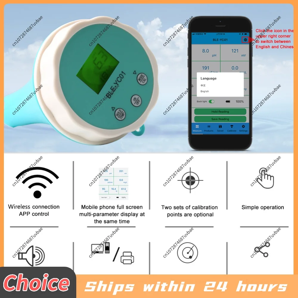 6-in-1 Residual Chlorine Monitor Backlit LCD Display Digital Water Tester Glass Probe Smart Equipment Bluetooth-compatible