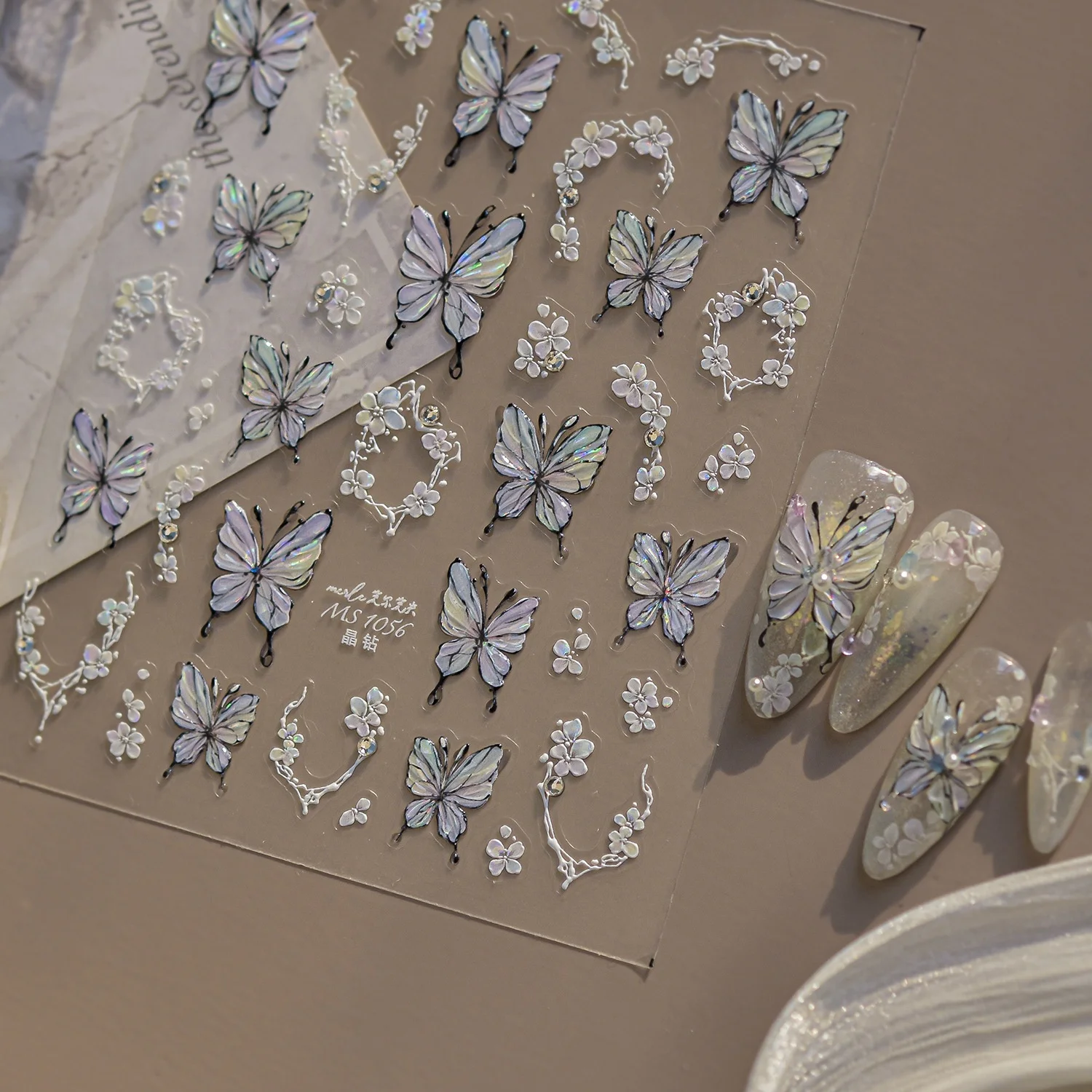 Nail Art Ice Blue - Blauwe vlinder ijslaser blauwe vlinder witte