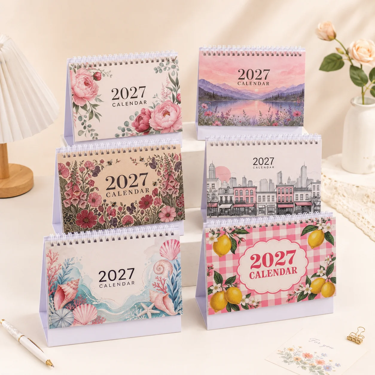 2027 Standing Desk Calendar Spiral Bound Monthly Planner Decorative Table Calendar For Office Home Study Schedule Organizer