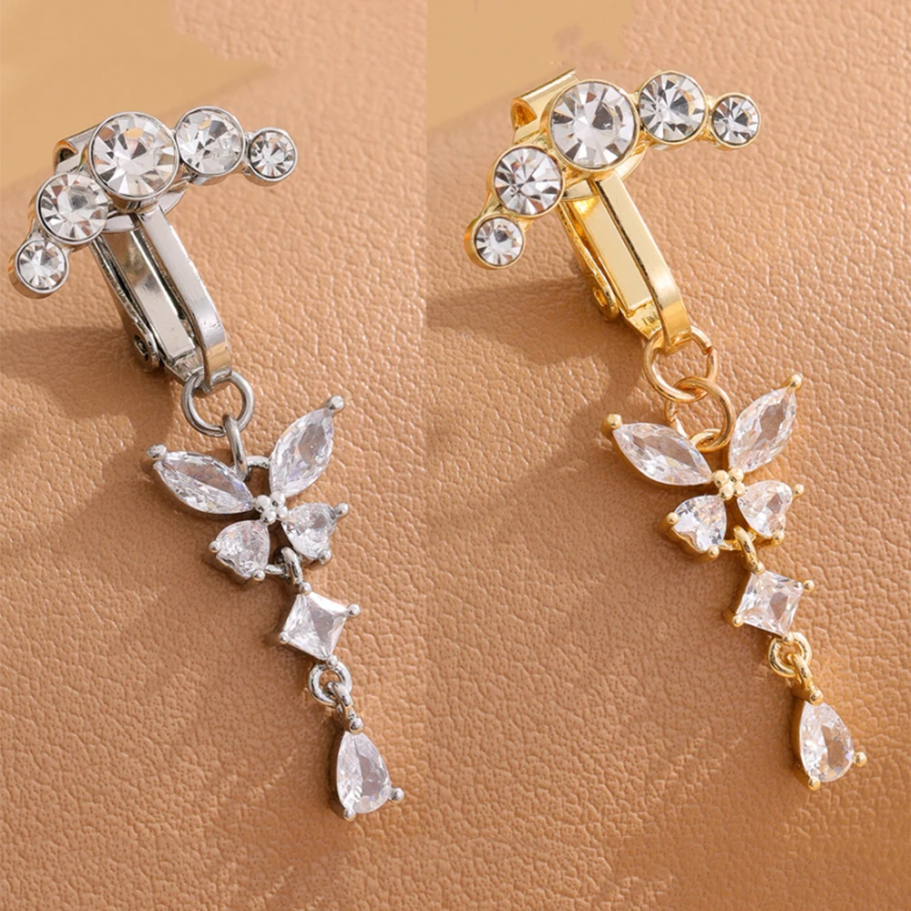 Faux Fake Belly Button Ring, 3/5 Reverse Crystals