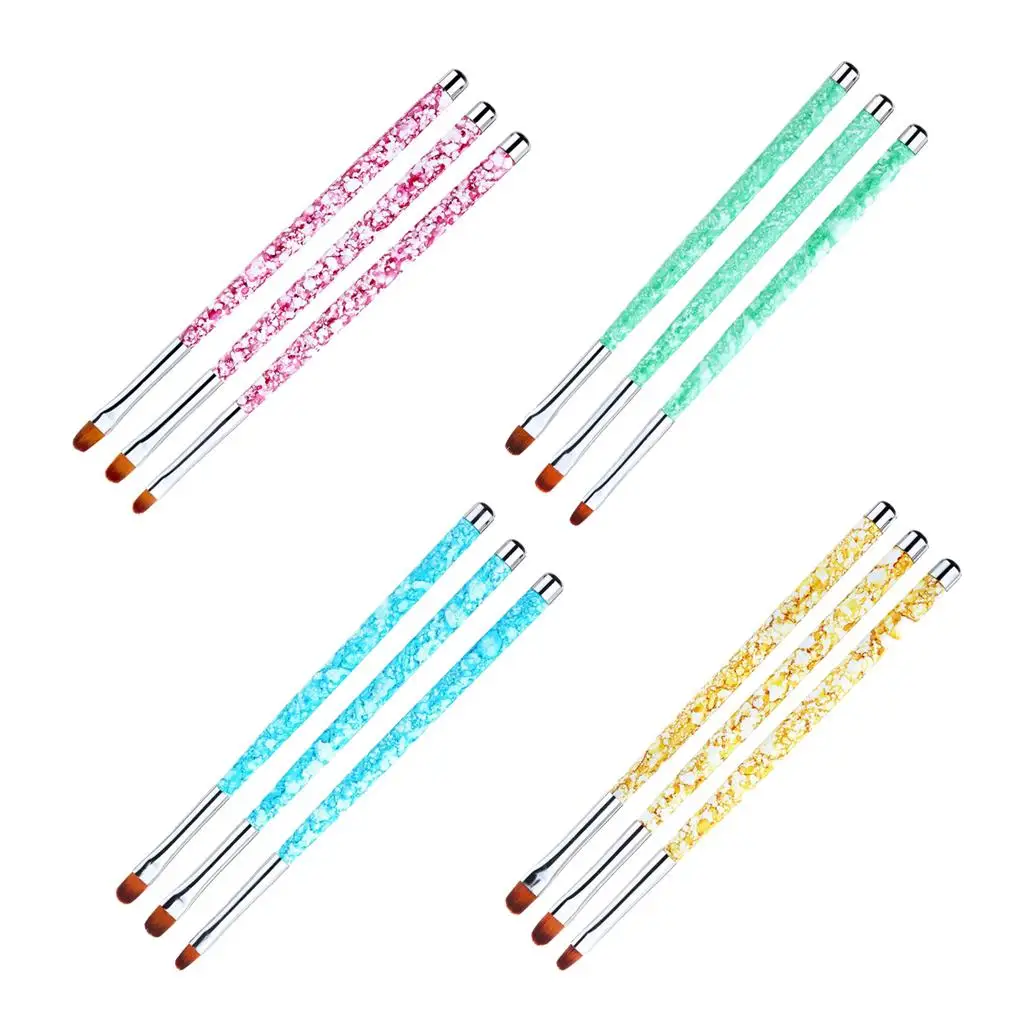 3Pcs/Pack Acrylic Nail Brush for Acrylic Powder Manicure Pedicure - Round Pointed Tip