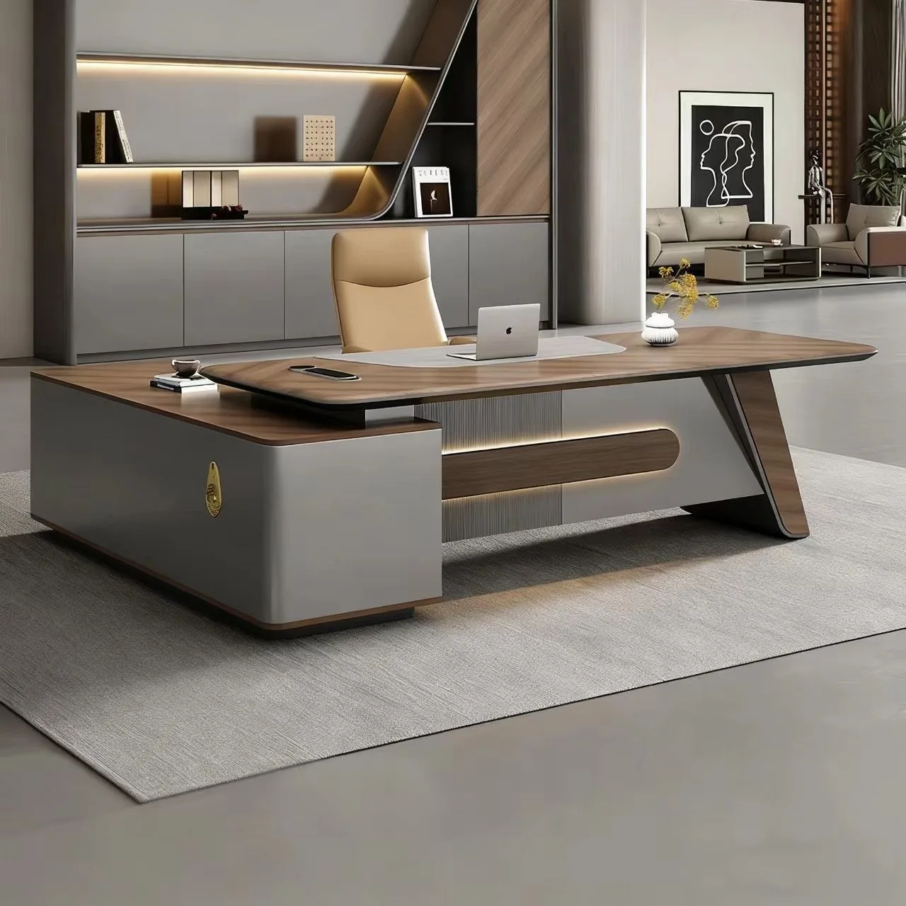 #Boss,desk, simple modern wireless charging, high-end leadership office, desk, computer desk, president