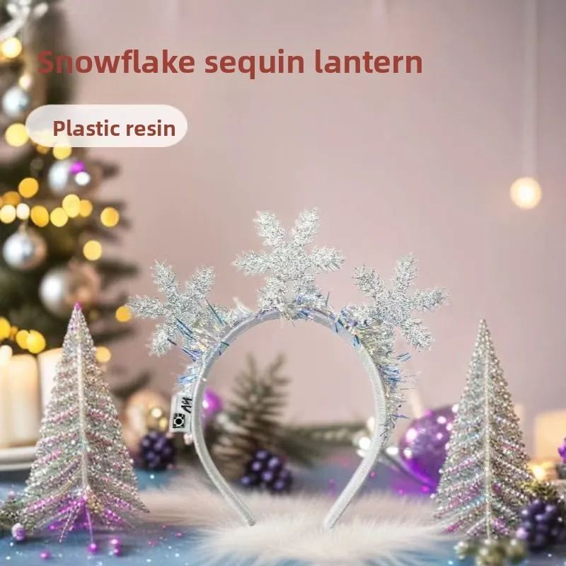 

Christmas Party Snowflake Glow Headband Children's Festive Party Headwear Laser Fringe LED Flashing Headband