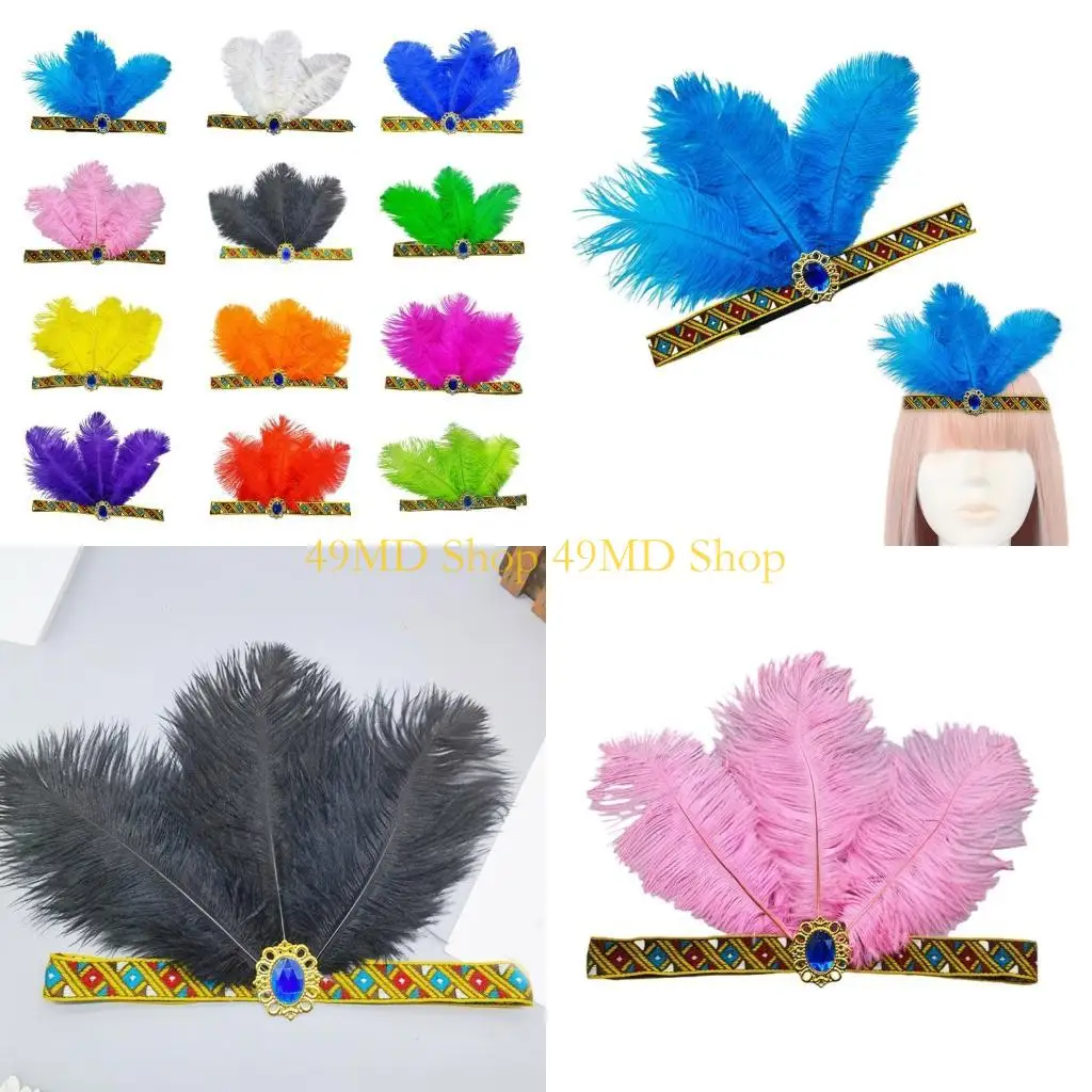 

49MD Mardi Gras Headdress Crystal Oversized Headband Carnivals Headbands