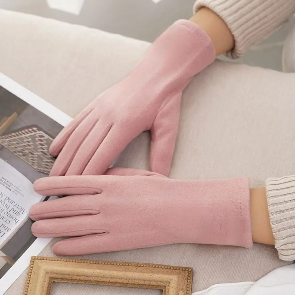 

Теплые зимние перчатки Dralon, однотонные варежки для вождения с длинными пальцами, морозостойкие ветрозащитные перчатки с длинными пальцами, осень и зима