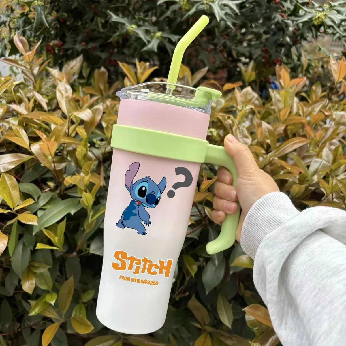 Disney Stitch 40oz Portable Stainless Steel Car Large Capacity Insulated Cooling Cup Outdoor Sports Water Cup Gift