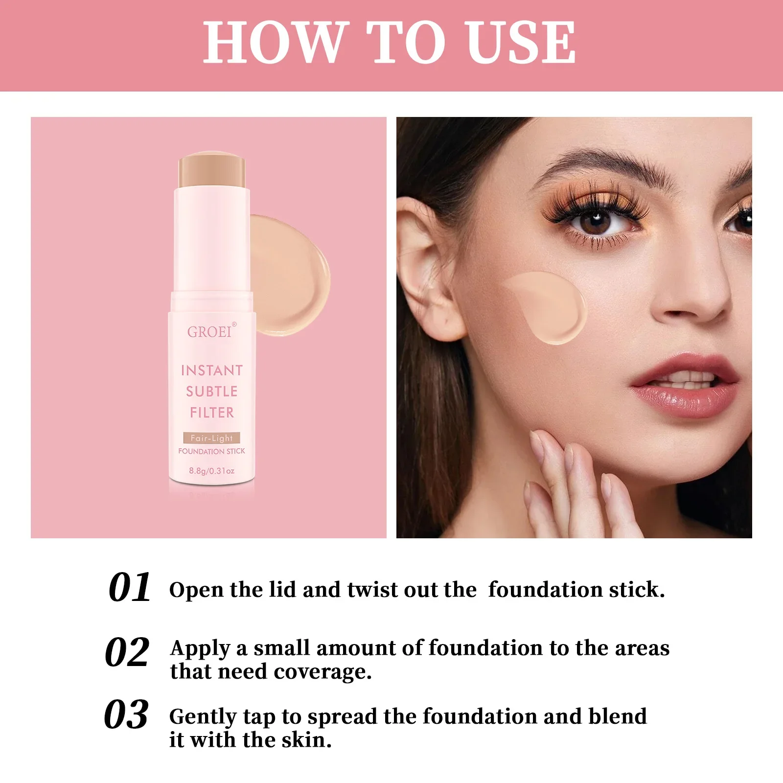 GROEI Face Foundation Stick Full Coverage Makeup Matte กันน้ํา Long Lasting Oil-Control คอนซีลเลอร์ครีม Natural Primer