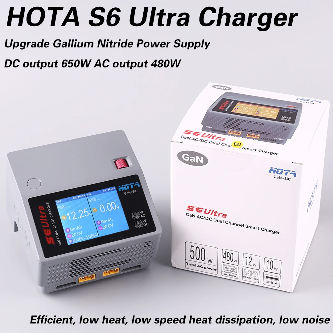 

HOTA S6 Ultra Gallium Nitride Model Aircraft Dual Channel Intelligent Balanced Charger Multi functional 650W Drone FPV