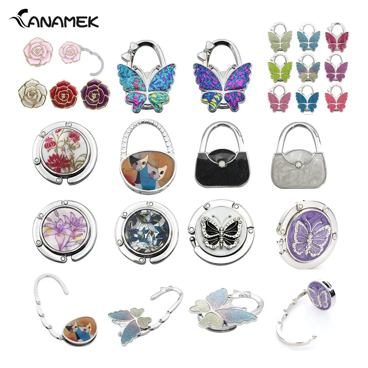 1PCS Portable Foldable Fashion Butterfly Desk Hook Purse Bag Table Hook Holder For Student Handbag Hanger For Home Decoration